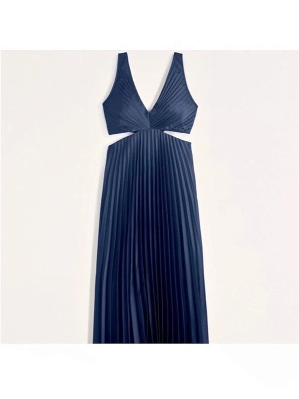 Abercrombie & Fitch The A&F Giselle Pleated Cutout Maxi Dress Blue